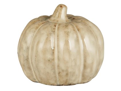 Kameninová dekorace dýně PUMPKIN STANDING Ø10 cm krémová na podzimní výzdobu