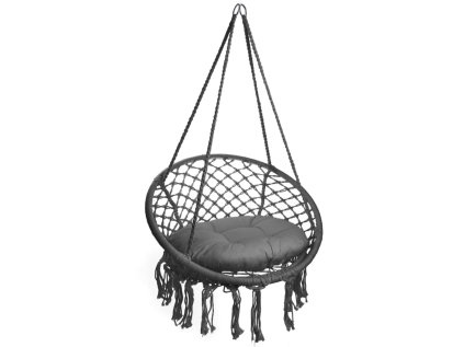 Závěsné křeslo KOLUMBIA se šedým polštářem – pohodlné posezení doma i na zahradě.