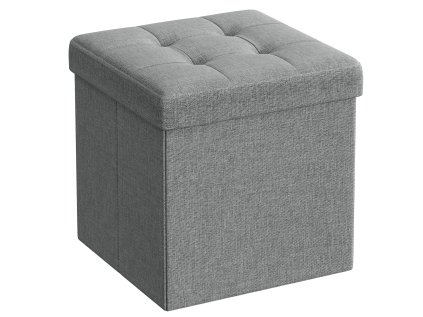 Taburet OTTOMAN 30x30 cm – šedý, skládací s praktickým úložným prostorem do každé domácnosti