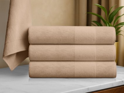 Badetuch CARRARA 70x140 cm hellbraun – 100% Baumwolle mit Bordüre