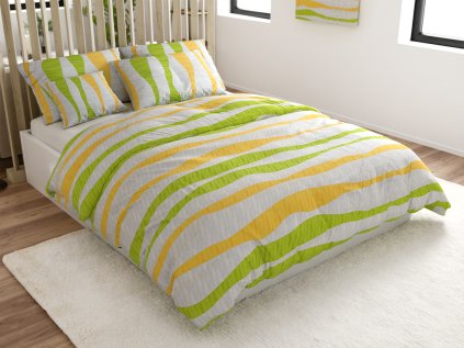 Barevné povlečení LUNTRA z hebkého mikrosaténu s proužky