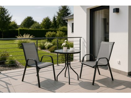 Elegantní zahradní set TAVERNO ISLAND černá/šedá na moderní terase