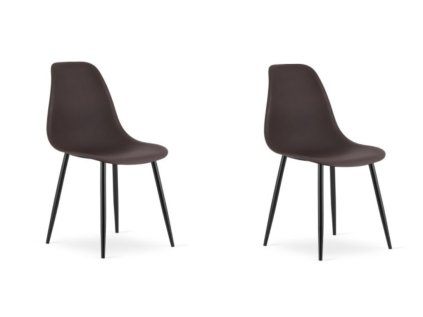 Elegantní sada 2 ks tmavě hnědých židlí OSAKA s černými kovovými nohami
