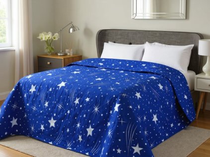 Tagesdecke mit Muster NACHTHIMMEL HEXAGON, blau