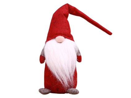 Vánoční skřítek HAPPY GNOME červený 44 cm dekorace na Vánoce