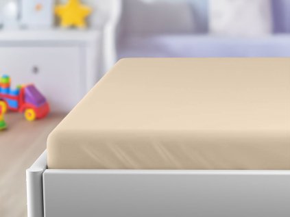 Jersey-Spannbettlaken für Kinderbett hellbeige 70 x 140 cm