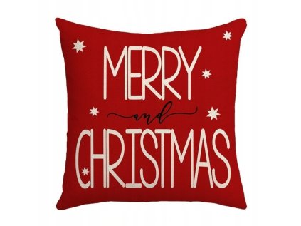 Vánoční povlak na polštář MERRY CHRISTMAS 45x45 cm červený