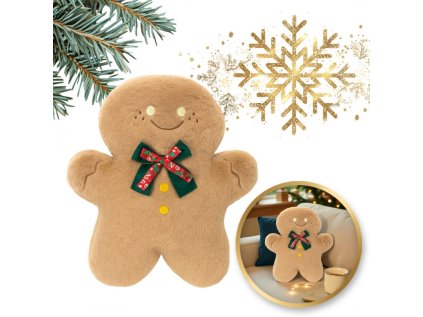 Sametový polštář GINGERBREAD perníček béžový jako dekorace