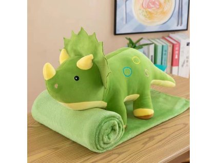 Plyšový DINOSAURUS s dětskou dekou uvnitř, zelený