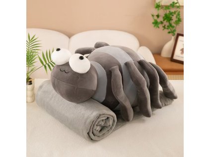 Plyšový PAVOUK s dětskou dekou uvnitř, šedý