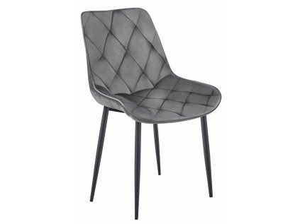 Sametová jídelní židle TOR tmavě šedá s elegantním prošitím