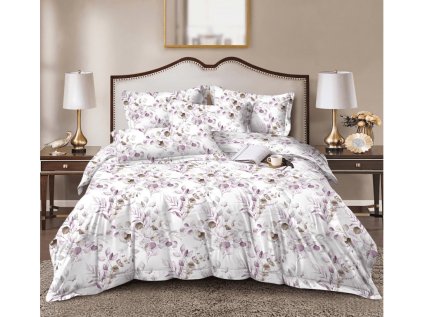 Bílé povlečení FLORANY z mikrovlákna s jemným květinovým motivem