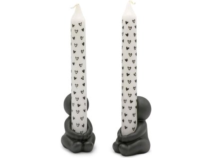 Kameninové svícny IDEAS 4 SEASONS černé – postavičky objímající svíčku