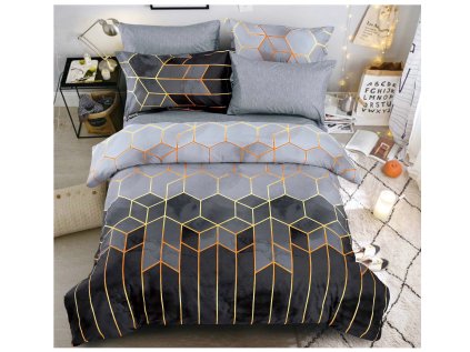 Stylové bavlněné povlečení NOCTRIX šedé s moderním vzorem