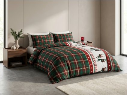 Flanelové povlečení FJORDEN zelené