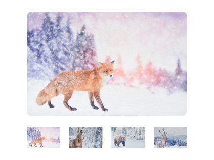 Vánoční rohožka WILD IN WHITE 38x58 cm s motivem lišky
