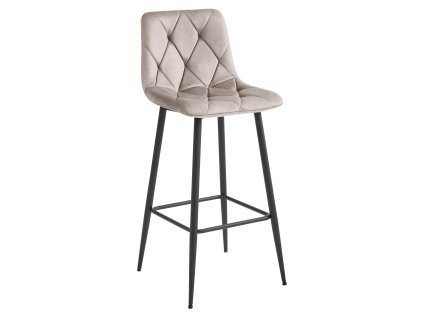Stylová barová židle NADO VELVET tmavě béžová s černými nohami