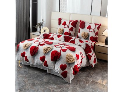 Hřejivé mikroplyšové povlečení VELHEART s motivem srdcí
