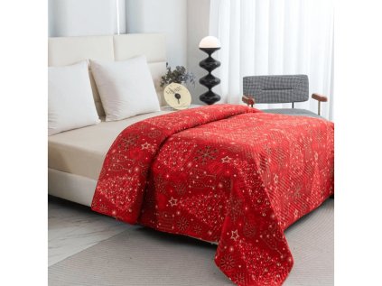 Vánoční přehoz na postel CHRISTMAS MAGIC červený