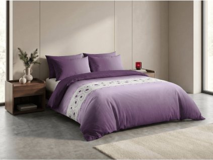Fialové bavlněné povlečení NAVIRI s moderním vzorem
