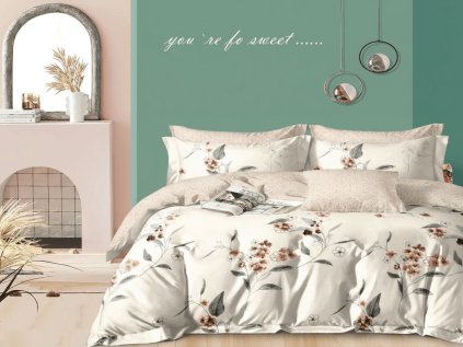 Krémové povlečení DUO SENSE SOFIRA s jemným květinovým motivem