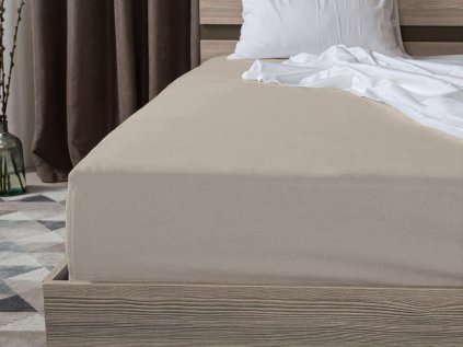 Pískové jersey prostěradlo s lycrou 90x200 cm