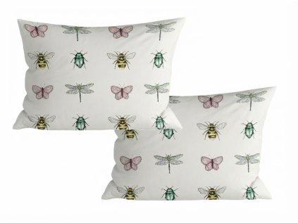 Povlaky TINY WINGS bílé 40x60 cm s motýly a hmyzem