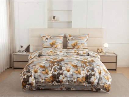 Barevné povlečení z mikrovlákna MELVORI s kopretinami a motýly