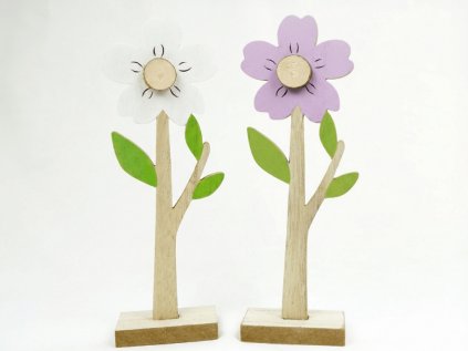 Dřevěná květina FLORIA na podstavci, 18 cm – více barev do interiéru
