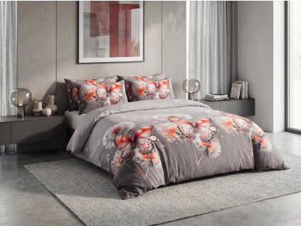 Povlečení z mikrovlákna FLARISSE šedé s motivem motýlů