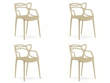4er Set Kunststoffstühle KATO, beige