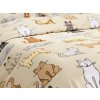 Kvalitní povlečení COLORED CATS krémové z bavlny s motivem koček