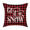 Vánoční povlak na polštář LET IT SNOW 45x45 cm s kostkovaným vzorem