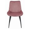 Designová židle VERDO v růžové barvě s kovovými nohami – pohodlí a styl pro vaši jídelnu nebo pracovnu.