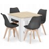 Jídelní set 1+4 MADO 80x80 bílý/dub sonoma s černými židlemi BALI MARK