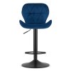 Blauer Barhocker WEST VELVET mit schwarzem Bein