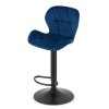 Blauer Barhocker WEST VELVET mit schwarzem Bein