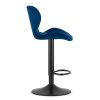 Blauer Barhocker WEST VELVET mit schwarzem Bein