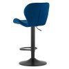 Blauer Barhocker WEST VELVET mit schwarzem Bein