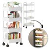 bookcase mobile cabinet on wheels 4 levels white 36x24x84cm sz41b
