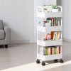 bookcase mobile cabinet on wheels 4 levels white 36x24x84cm sz41b (4)
