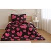 Baumwollbettwäsche HEART PINK, schwarz