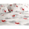Světle šedé povlečení HEARTIZIA z mikrovlákna s červenými srdíčky