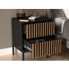 Noční stolek MEORATI černý s lamelovým čelem a zásuvkami