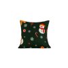 Zelený povlak SNĚHULÁK A PERNÍČEK 45x45 cm se sněhulákem a vločkami
