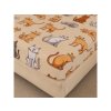 Prostěradlo mikroplyš COLORED CATS krémové s roztomilými kočkami