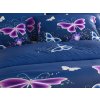 Designové povlečení mikroplyš VIOLET BUTTERFLY tmavě modré s květinami