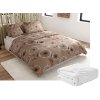 Sada mikroplyšového povlečení PAMPELINO světle hnědé + prostěradlo mikroplyš SOFT 90x200 cm bílé, jednolůžko
