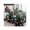 Zimní přehoz na postel SANTA WINK tmavě zelený s veselým Santou