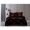 Sexy černé povlečení RED KISS z mikrovlákna s červenými rty